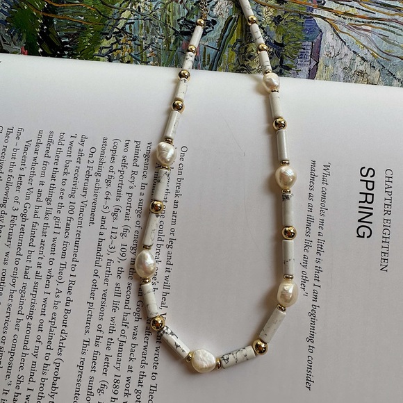 Chocker necklace with 14k gold plated beads - Picture 2 of 8